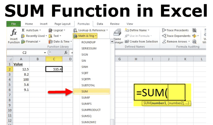How to sum in excel