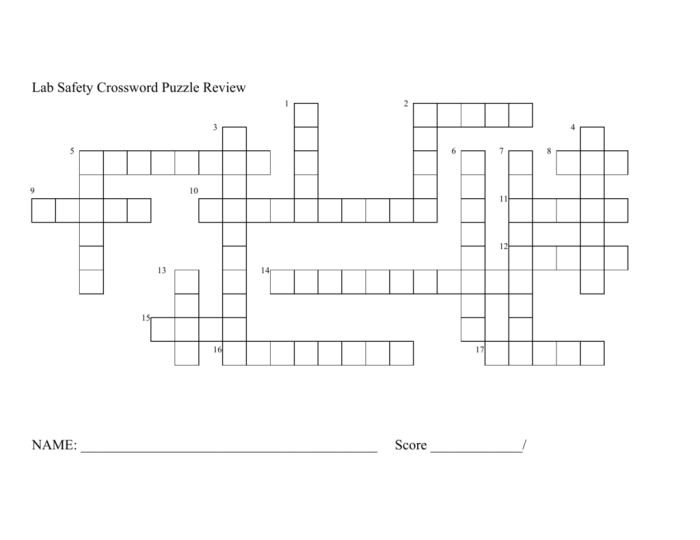 Lab safety crossword puzzle answers